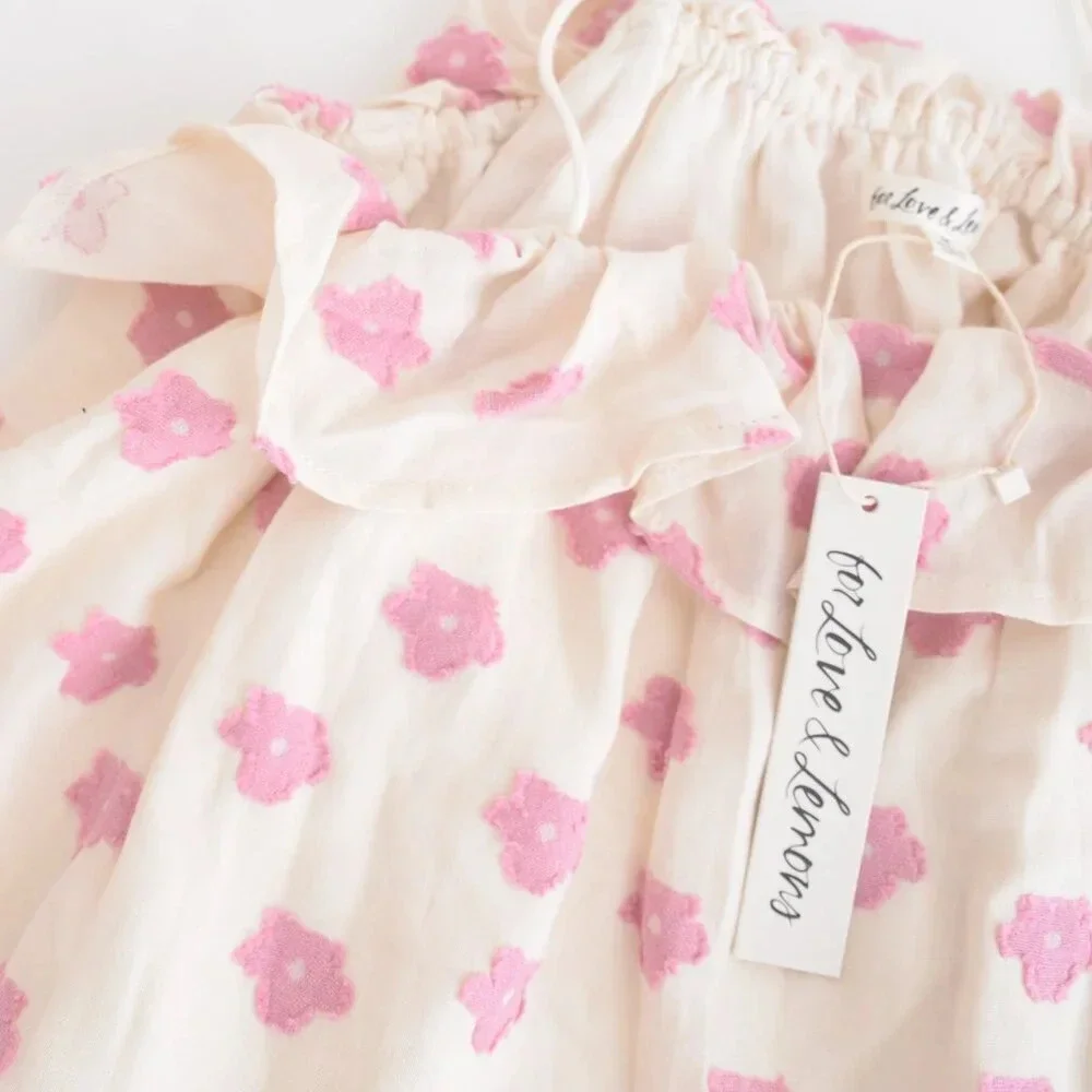 For Love  & Lemons Olea Mini White w Pink Floral Mini Dress M NWT - Picture 10 of 10